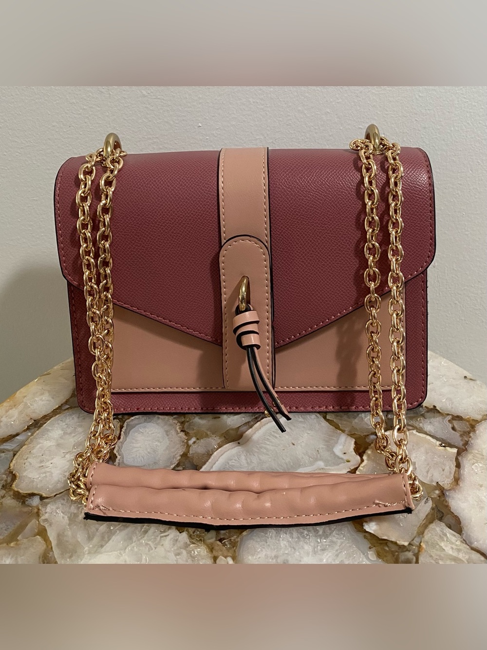 Aldo Two-Tone Pink and Dusty Rose Chain Shoulder Bag